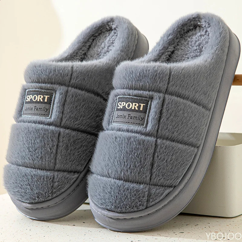 Winter Couple Slippers Men Fashion Thick Sole Indoor shoes Warm Non-Slip Home Flat Shoes Platform Male Cotton Slipper Homme 260921