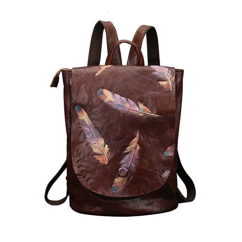 Vintage Backpack Highend Style Nesitu A4 Coffee Brown Black Full Grain Genuine Leather Women Backpack Cowhide Female Travel Bag M8703 H260922