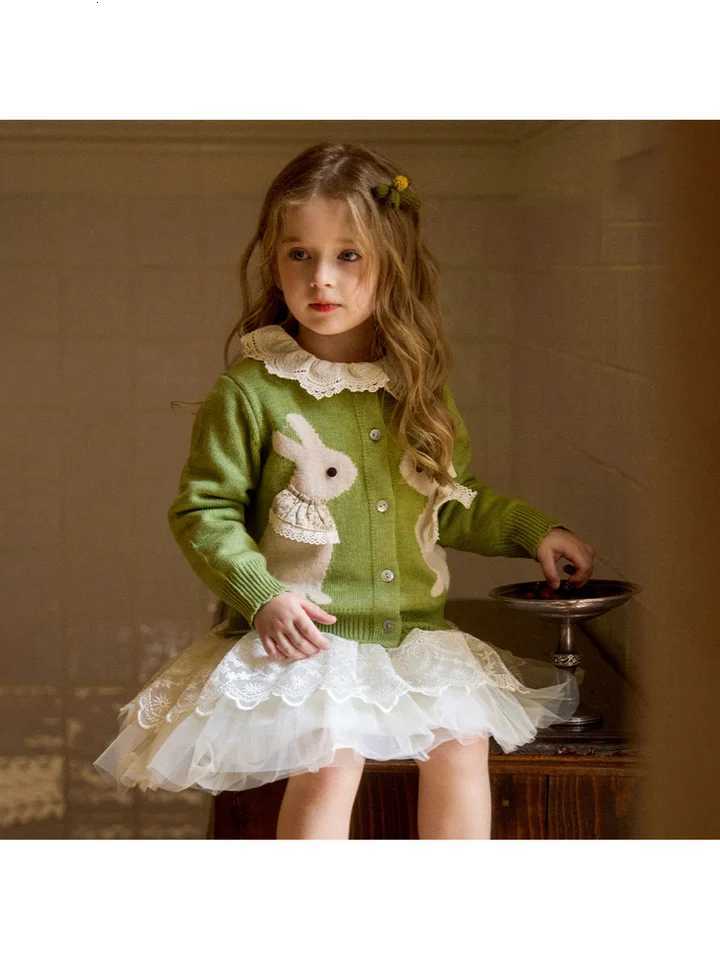 Knitted Jacquard Cardigan Jacket Pullover for Girls Autumn Clothing for Kids Knitted Cardigan for Baby Girls Spring and Autumn Tops C260921