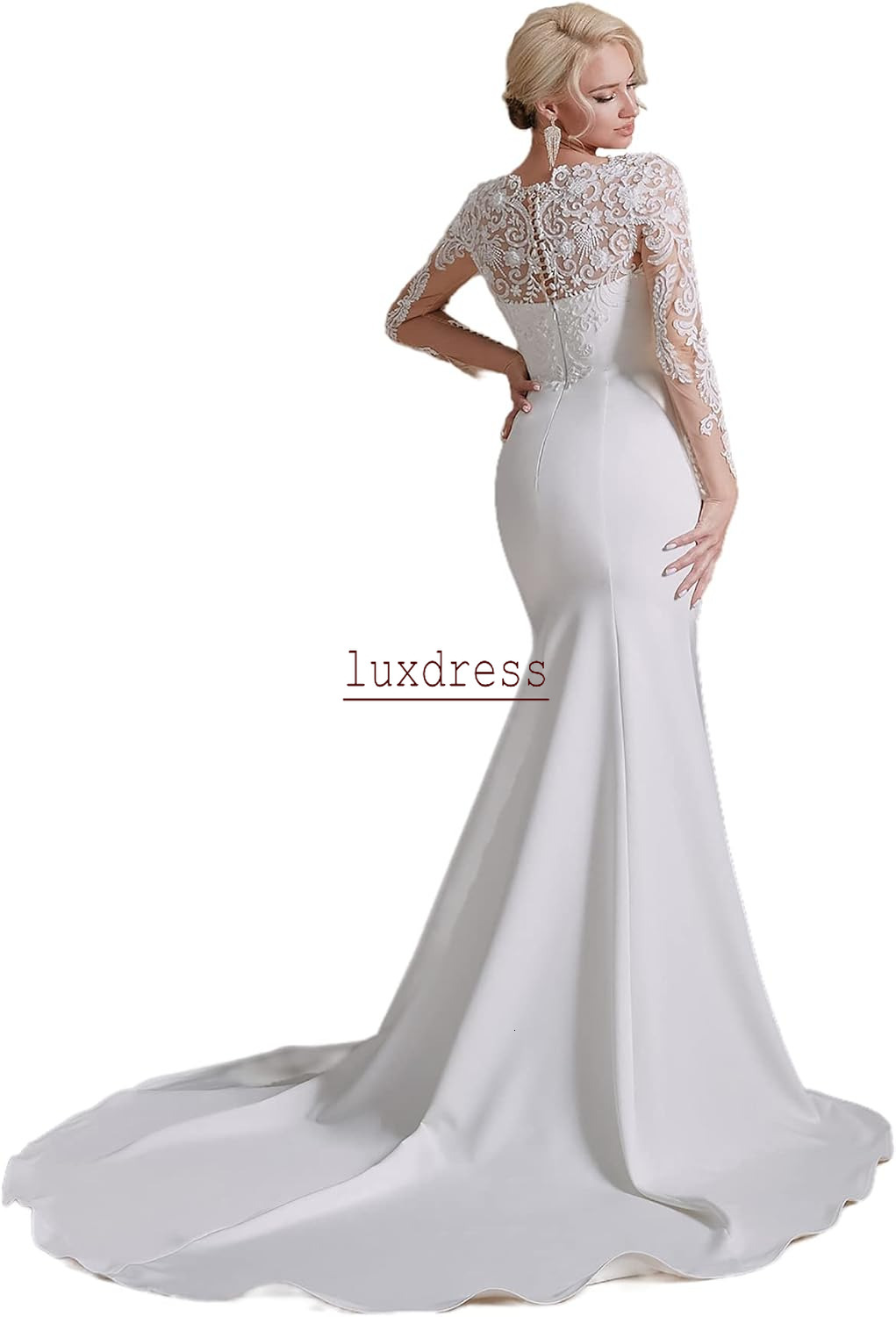 Elegant Beach Wedding Dresses for Bride Lace Applique Mermaid Appliques Lace Satin Bride Gowns Vestidos de Novia