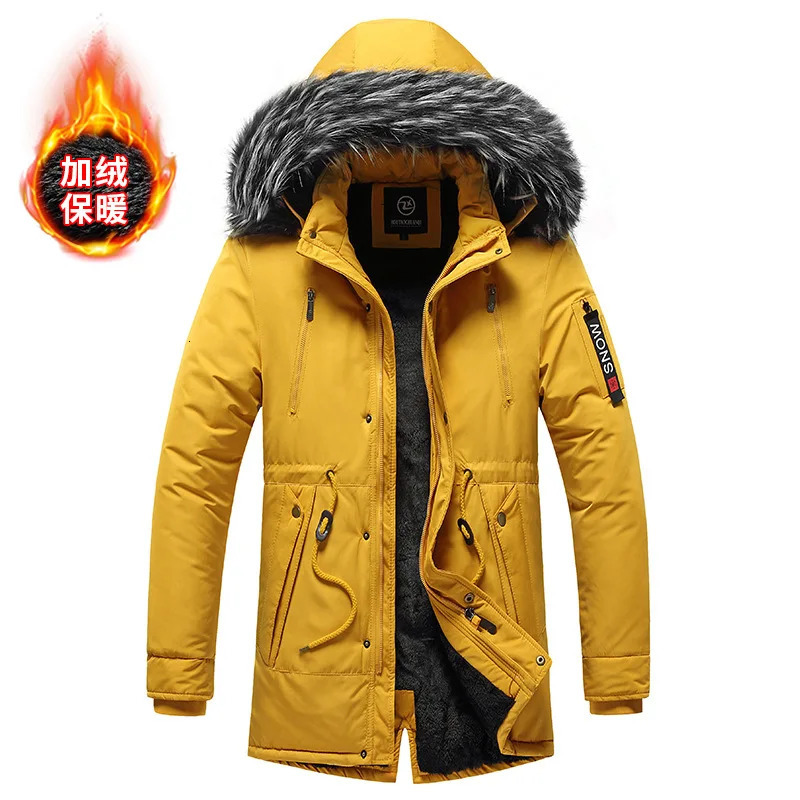 Winter Middleaged Mens Green Piled Thickened SlimFitting MediumLong Korean Style Down Cotton Warm Jacket 260922