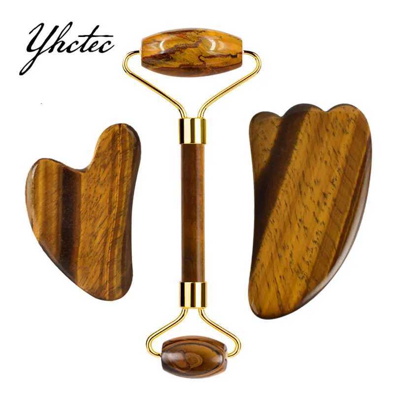 Eye Face Tiger Massager Natural Stone Gouache Scraper Jade Roller Massager For Face Scraping Stone Face Roller Jade Massager GuaSha Scraper Se N2609