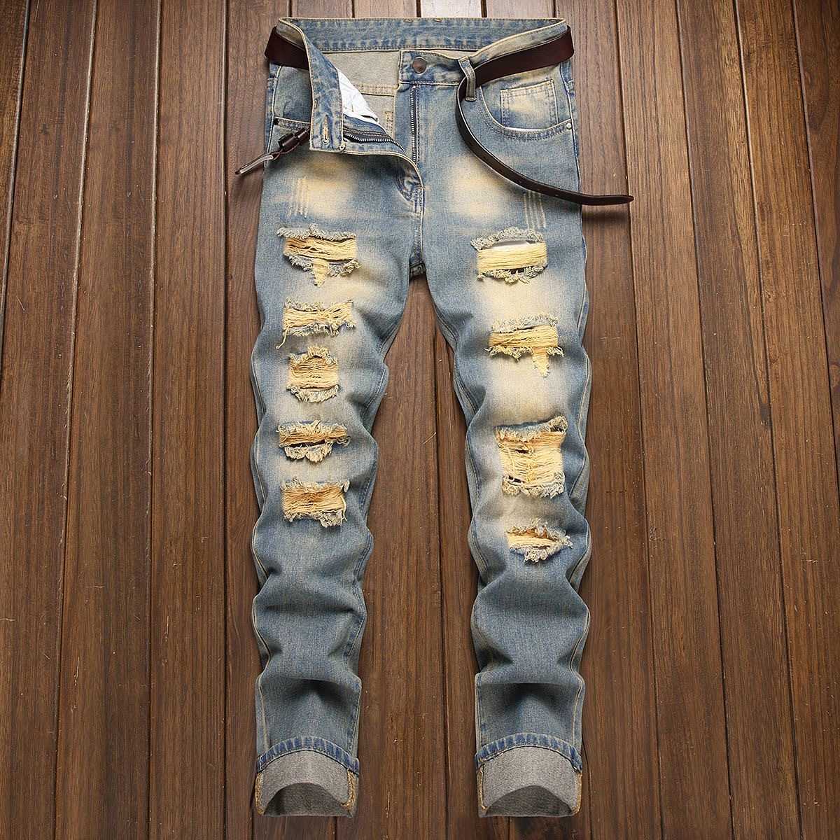 New Men's Jeans Autumn Men's Slim Fit Jeans Vintage Retro Fashion Streetwear Non-Stretch Denim Pants Trendy Brand Trousers T260922