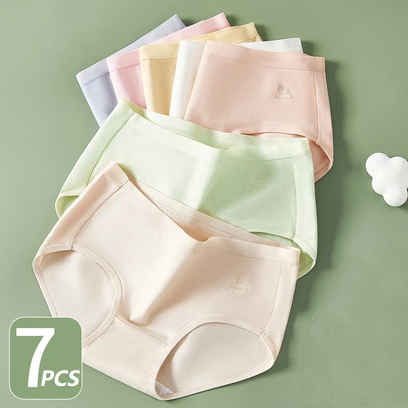 7Pcs Cotton Women's Panties Breathable Solid Underwear Girls Briefs Soft Underpants Sexy Low Waist Week Pants Female Lingerie 260922