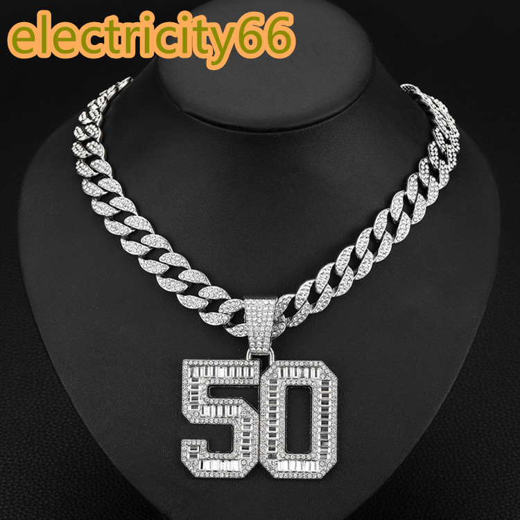 Fashion White Silver Bling Hip Hop Custom Letter Initial Iced Out Moissanite Pendant Cuban Link Chain Necklace Jewelry for Mens