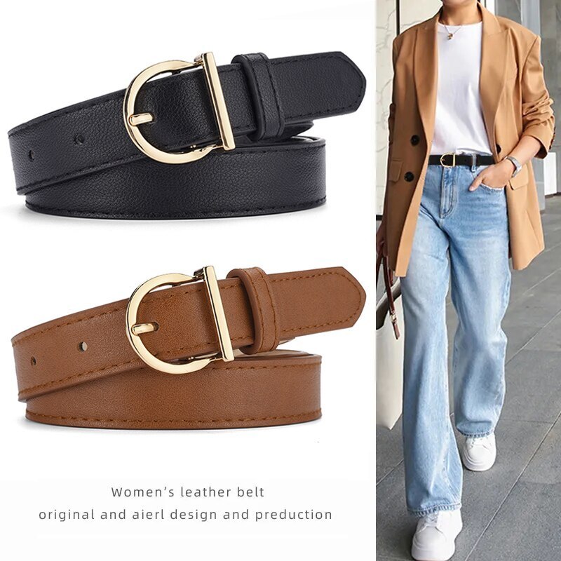 Women's Fashion High-quality Pin Buckle Genuine Luxury Soft PU Leather Belt Women Pair with Pants JeansFor Ideal Gift 26L0922