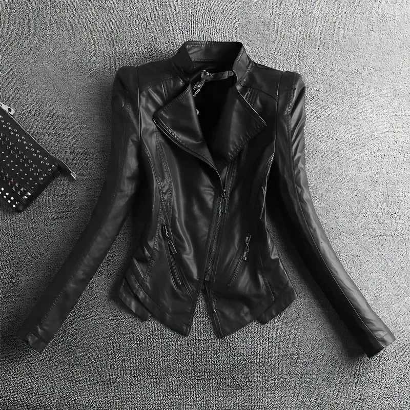 Pu 2026 Black Leather Jacket Women Y2K Streetwear Cropped Motorcycle Coat Fashion Gyaru Harajuku Long Sleeve Short Outerwears C260921