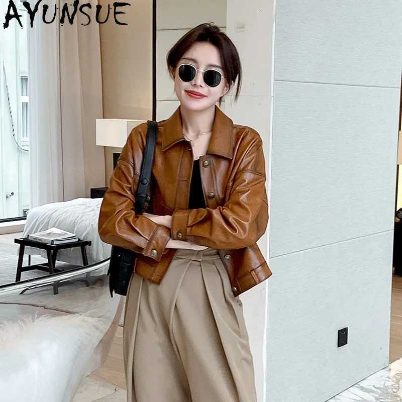Real Leather AYUNSUE Jacket Woman Korean Fashion Sheepskin Coat for Women Clothes 2026 Black Brown Short Style C260921
