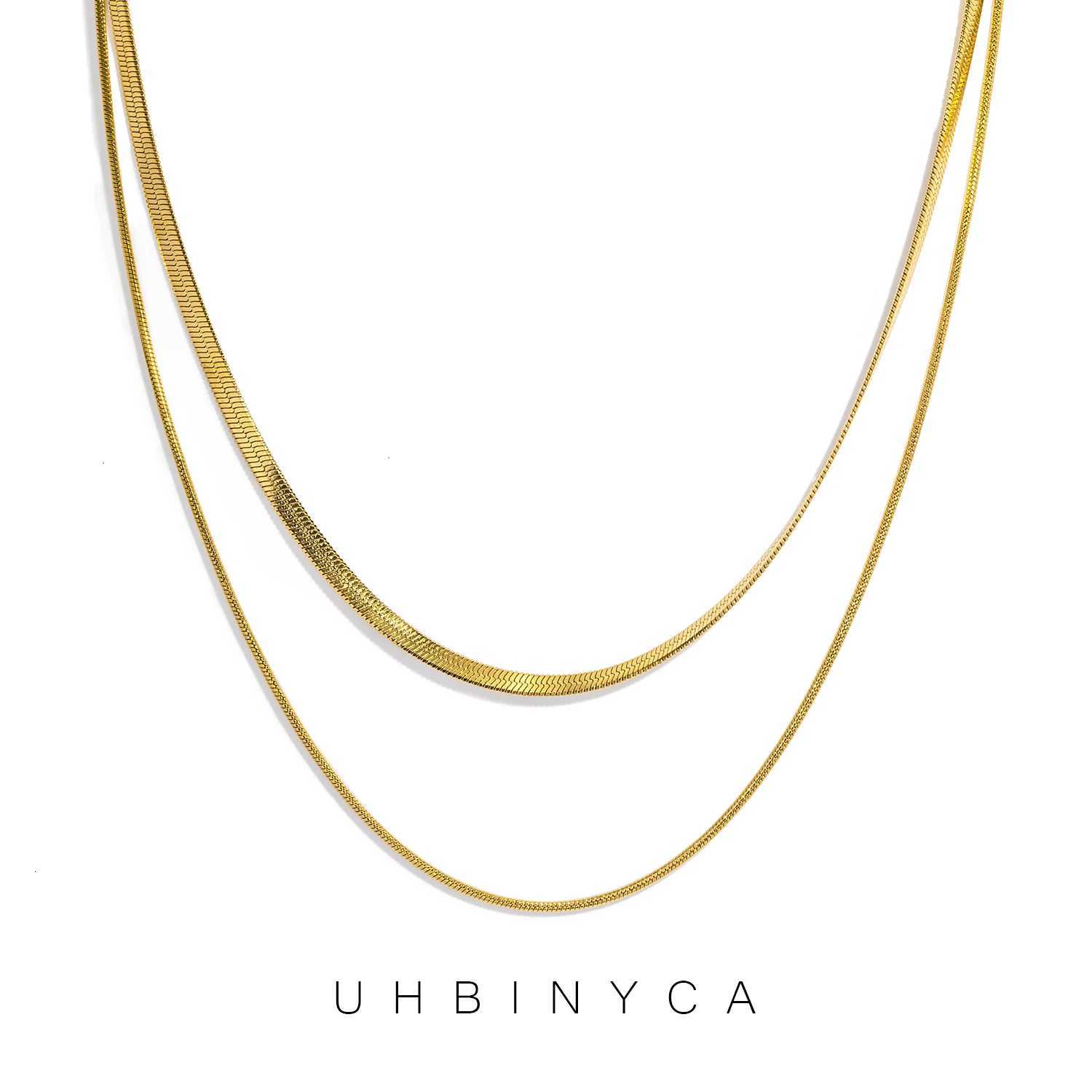 Pendant Necklaces Delicate Stainless Steel Double Layer Snake Chain Necklace Waterproof 18K Gold Color Plated Jewelry Girlfriend Gift X260921