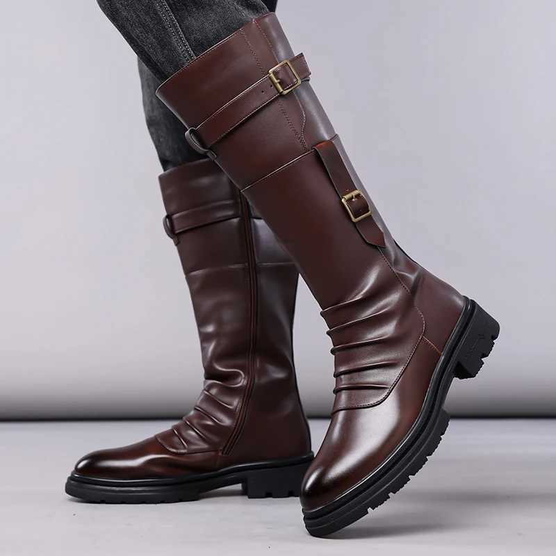 Designer Winter Boots Men's Autumn Vintage Outdoor Long Boots British Style Work Boots High Top Men's Leather Boots-1307 J260922