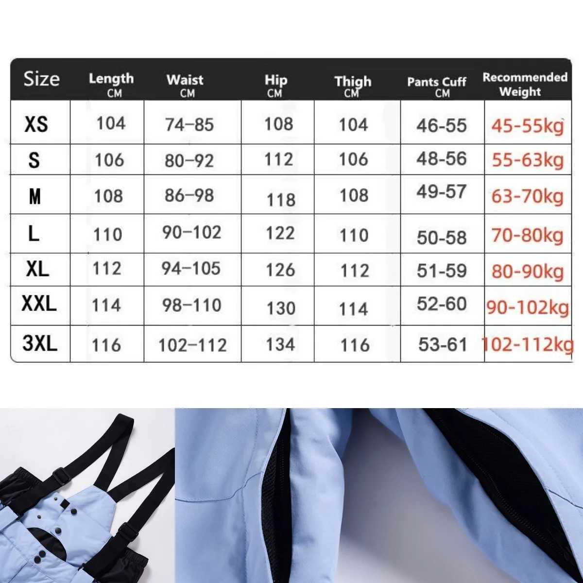 New Men Women Suspenders Ski Pants Windproof Waterproof Warm Couple Snow Trousers Winter Ski Snowboard Pants Waist Protection R260921