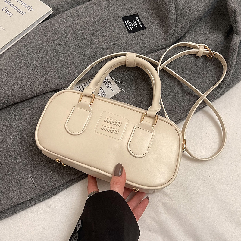 trendy women solid color mini rectangular handbag embossed letter decor top handle removable crossbody shoulder purse