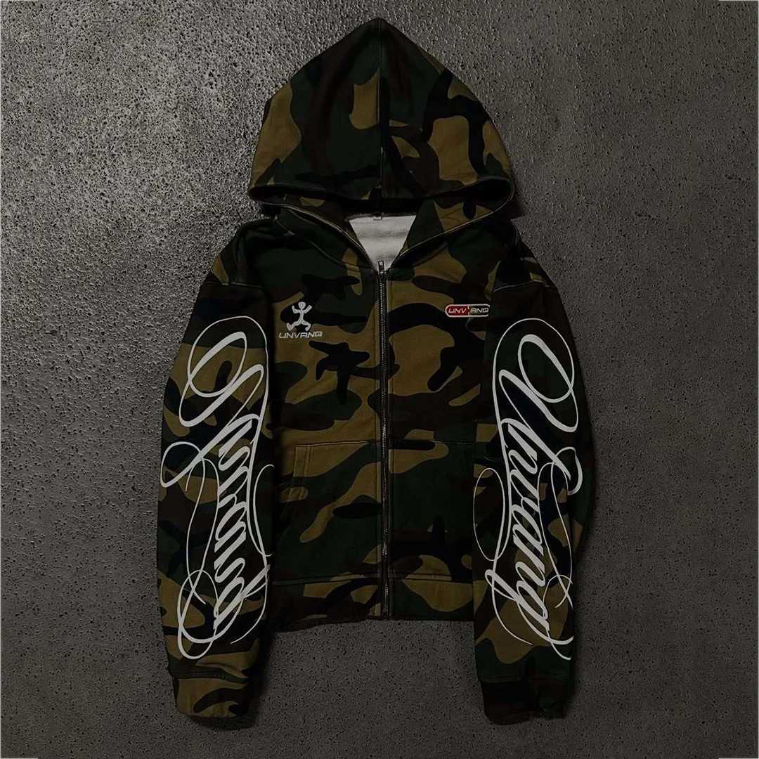 Men's Hoodies Sweatshirts New Spring and Autumn Street Zipper Classic Camouflage Hoodie Sweatshirt Letter Printed Retro Hip Hop Casual J260921
