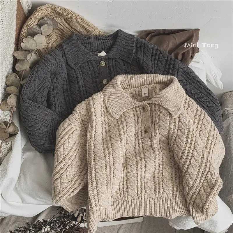 Korean Pullover Childrens Clothing 2024 Fashion Sweater for Boys Girls Korean Knitted Sweater for Babies Versatile Simple Clothing C260921