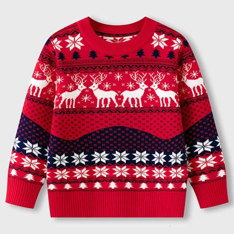 Winter Pullover Christmas Knit Sweater Kids Cartoon Print Pullover Autumn Boys Girls Cotton Warm Knitwear 2-6Yrs Christmas Deer Clothes C260921