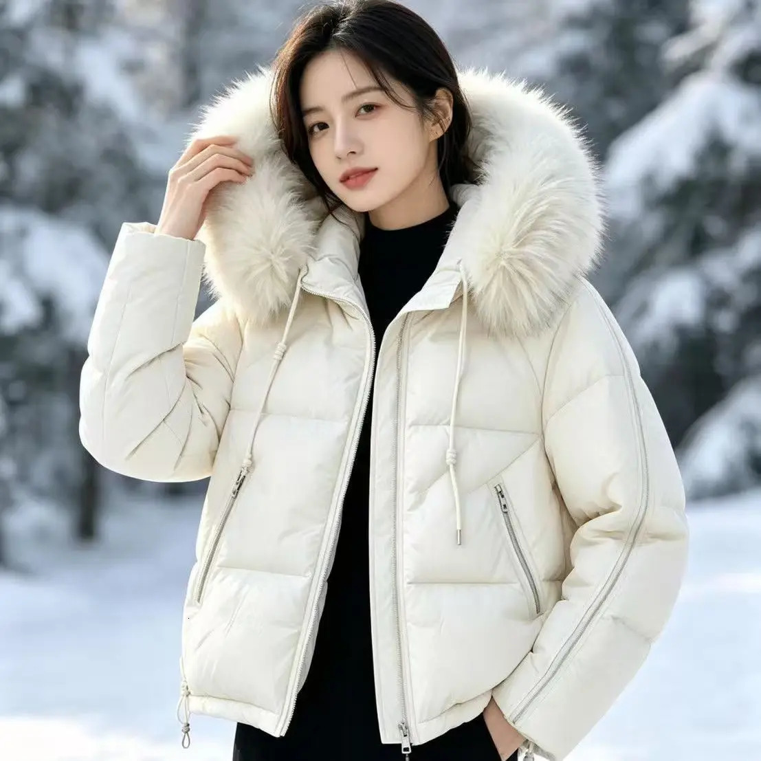 2027 Winter Cottonpadded Coat Ladies Short Fashion Down Jacket Women Parkas Korean Outcoat Loose Fur Collar Thick Overcoat 260922
