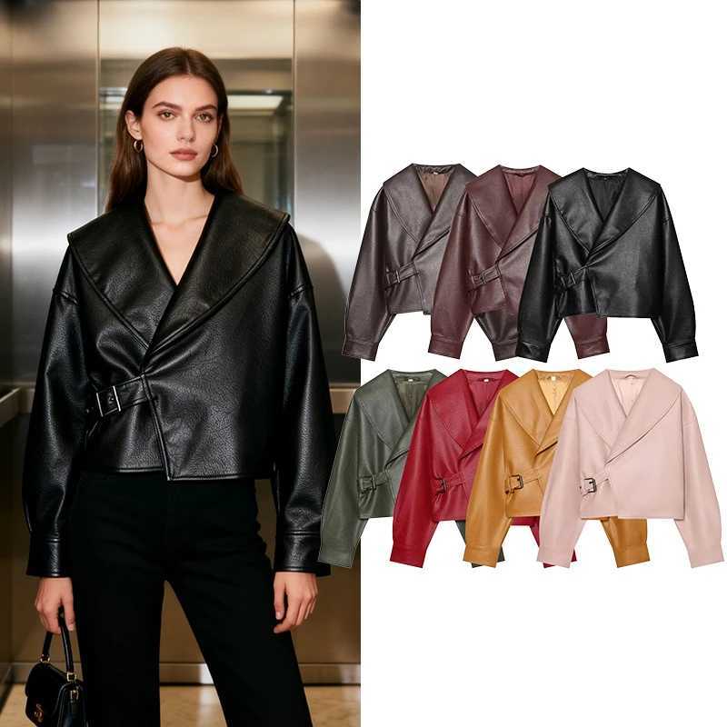 Women's Jackets Women's Jackets Autumn Fashion Faux Leather Jacket Winter Women's Coat Turn-down Collar Long Sleeve Coats Vintage New