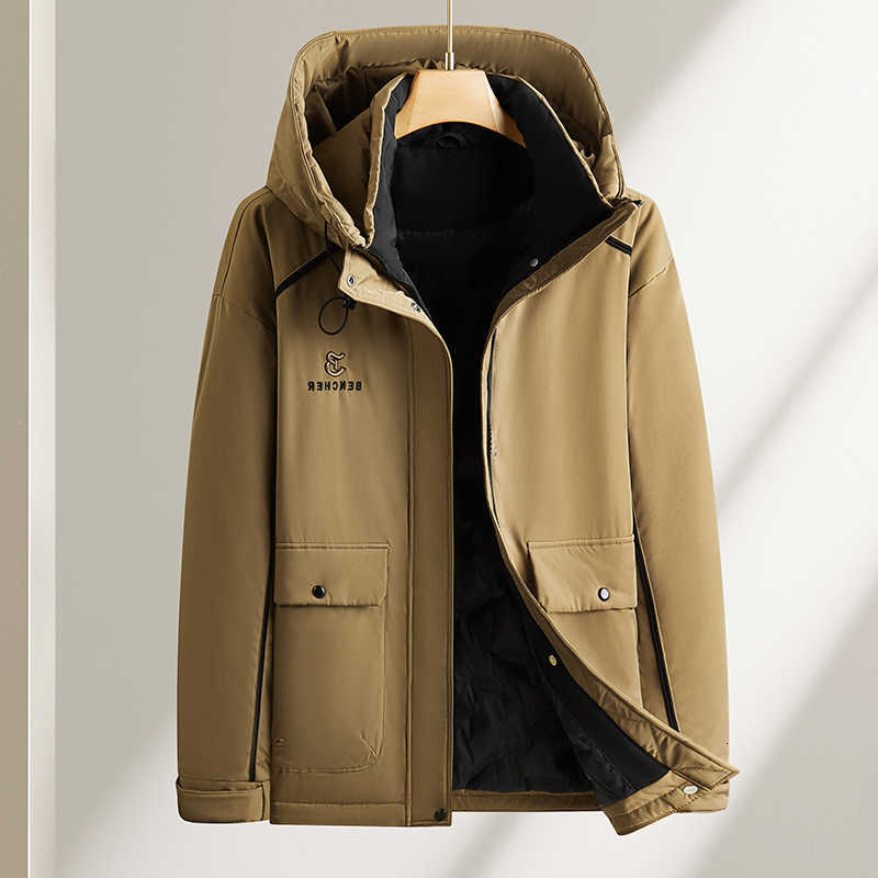 Down Parkas High Quality Men's Men's Warm Loose Hooded Duck Down Jacket Winter Business Casual Thick Puffer Coat Outwear Oversized Windpro