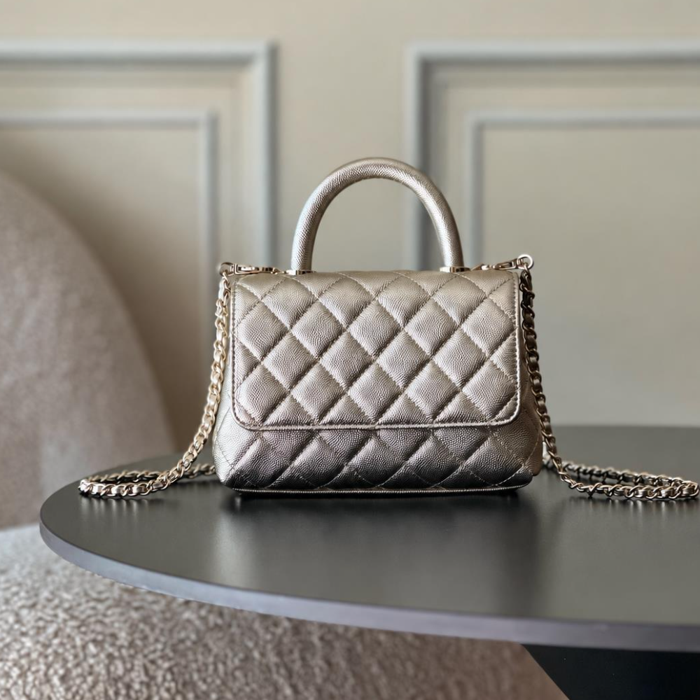 Quilted Top Handle Bag Pebbled Leather Chain Shoulder Crossbody Purse Refined Shopping Date Top-Tier Designer New Arrival