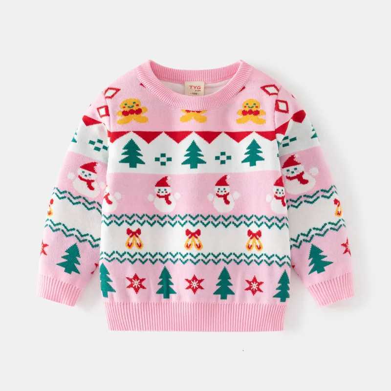 Autumn Pullover Sweaters Christmas Girls Winter New Snowman Christmas Tress Print Thick Warm Xmas Knit Top For 3-8Y Girls Woolen Sweater C260921