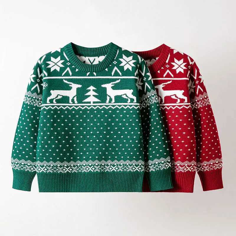 Christmas Pullover New 2025 Winter Children's Sweater Full Sleeve O Neck Warm Soft Knitwear Baby Boys Girls Xmas Look Clothing Pullovers C26092