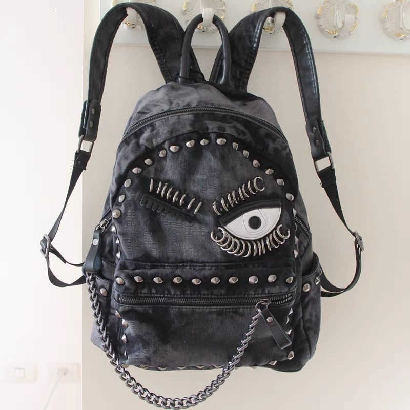 Zaino da donna nuovo stile moda zaino in denim Steampunk borsa a tracolla a catena di grande capacità borsa in tela di grande capacità H260922