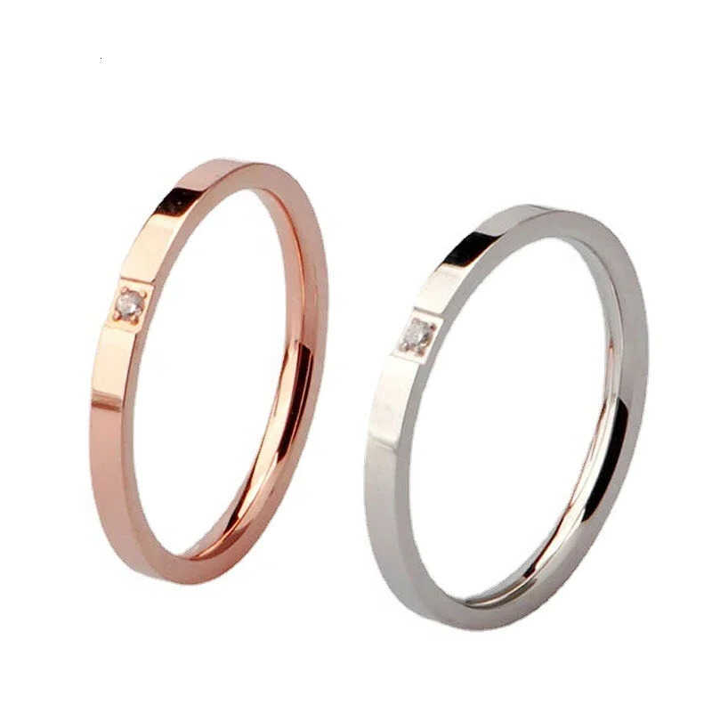 Rings High Band End Pvd Single Zircon Thin Rings For Women Stainless Steel Ring Cocktail Reception Ring Jewelry WholesaleT260922