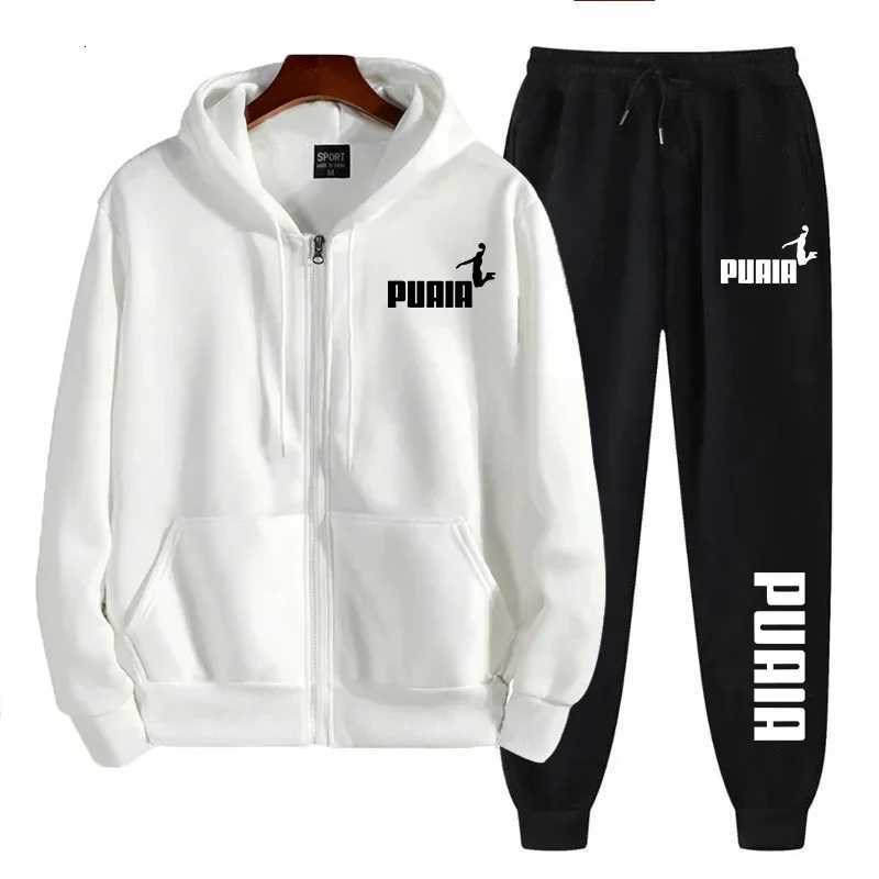 2025 Men's new Tracksuits men's sportswear trend printed hooded sweatshirt pants 2piece set casual zipper jacket set daily clothing autumn