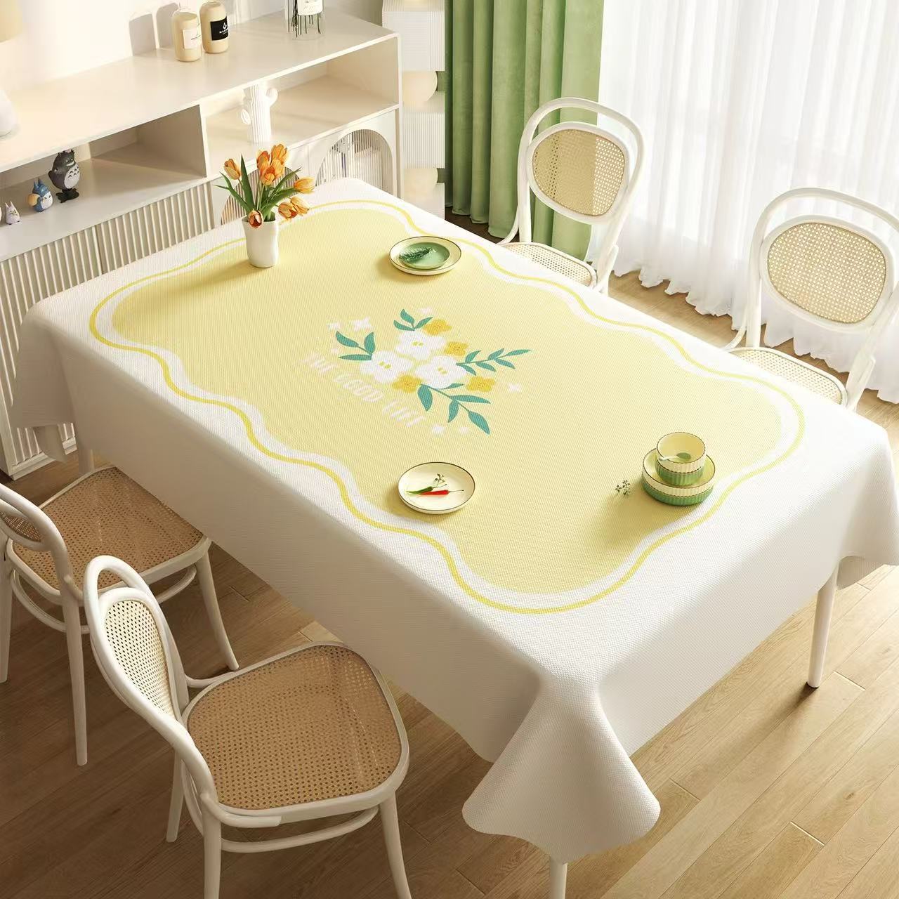 Nappe rectangulaire en PVC personnalisée, Style minimaliste frais, étanche à l'huile et sans entretien, YL-39228
