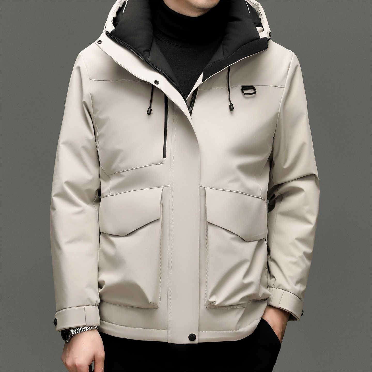 2026 Parkas Men's Winter Down Mens 90% White Duck Down Jackets Hooded Thick Warm Workwear Puffer Coats Winter Windproof Casual Outdoor Top Park