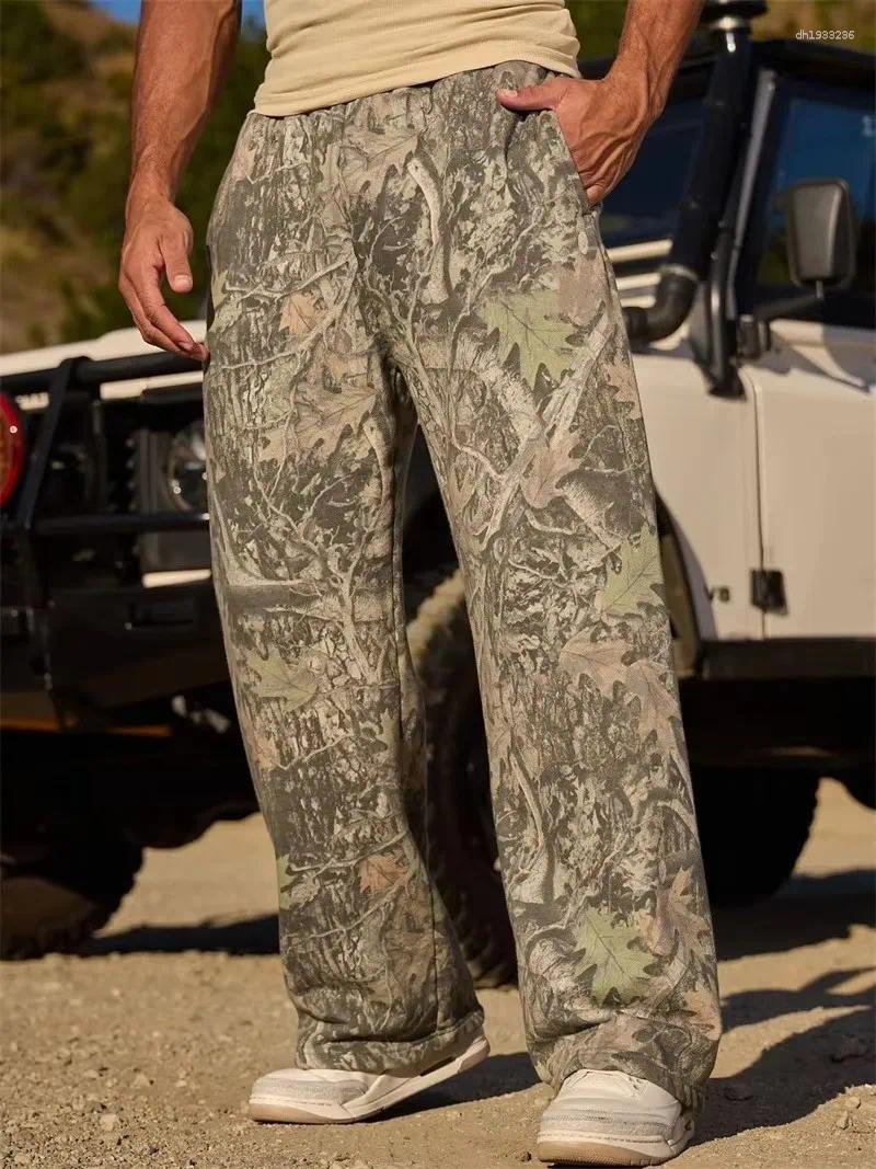Straight Trendy Casual Pants Men's Camouflage Wide Leg Breathable Running Trousers Loose Large Size Men Sweatpants