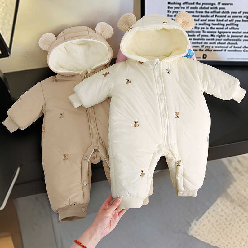 Children's fleecelined thickened romper newborn jumpsuit cotton clothing unisex baby winter clothes Q260919