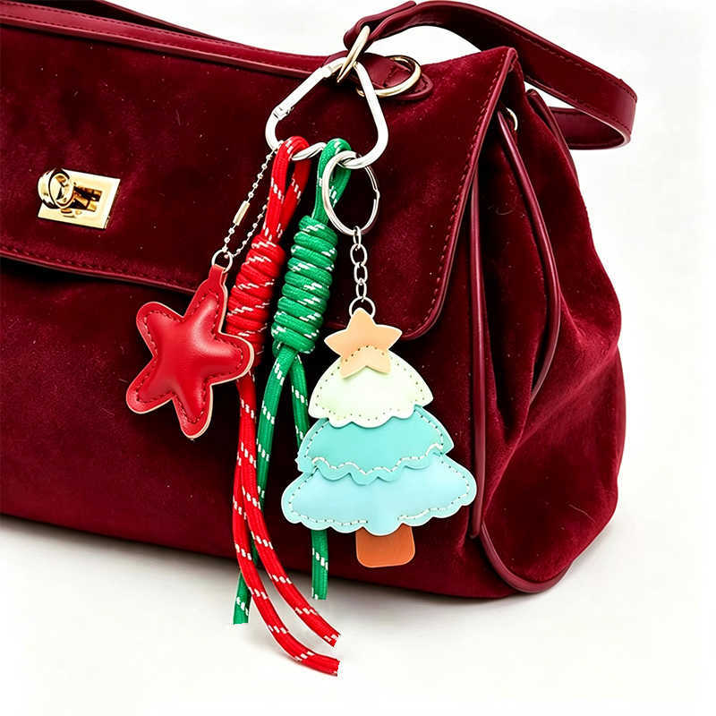 Parts Accessories European And Bag American Style Christmas Tree Simple Fashion Cute Pendant Keychain Bag Pendant Three-layer Keychain Small Versati
