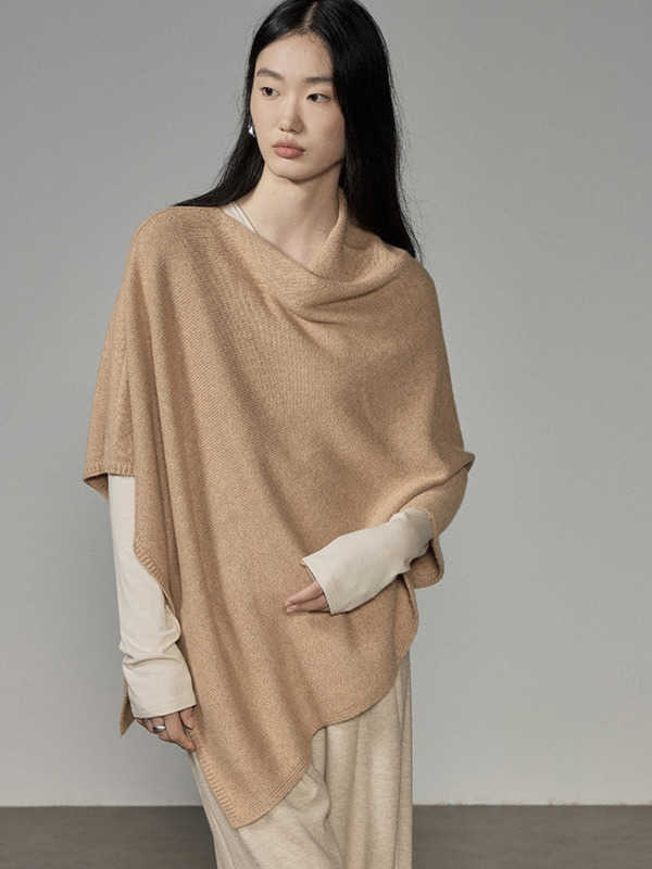 Knitted Elegant Shawl Women's Spring Autumn Winter Irregular Overhead Cowl Neck Wrap High-End Flings Outer Coat Hoodie S260922GL91