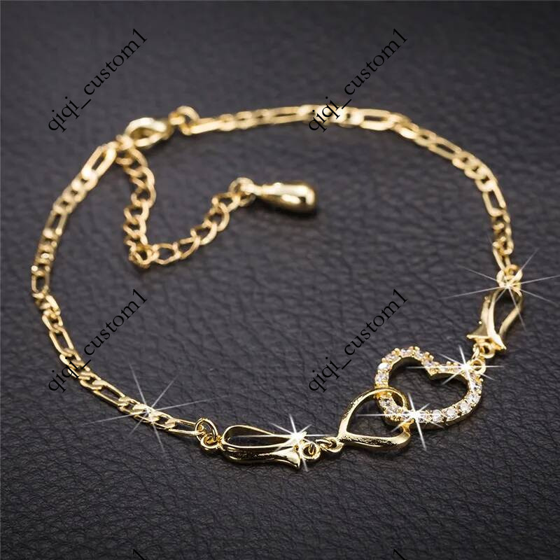 Designer Anklets luxury Anklet Double Hearts for Women Foot Ankle 1 Chain Jewelry Beach copper plated 18K gold silver Festival gift