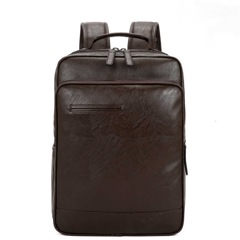 Business Backpack Men's Style Casual Large Capacity Leather Backpack Youth Travel Sheepskin Leisure Simple Men Shoulder Bags High Quality Bag H