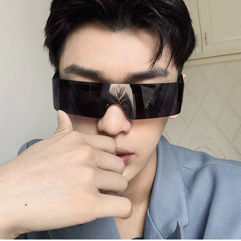 One-Piece Uv400 Anti-Ultraviolet Outdoor Sports Wholesale New Futuristic Style Sunglasses For Men And Women Laotie