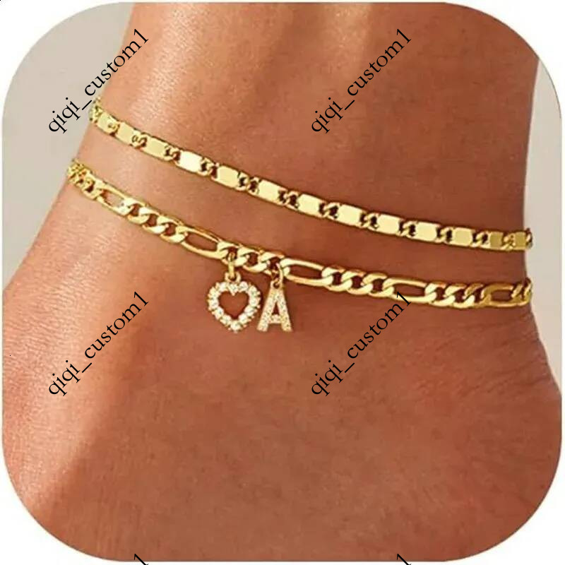 Gold Anklet Bracelet for Women Waterproof 18K Plated Stainless Steel Figaro Hammer Chain Ankle Bracelets Foot Jewelry 260508