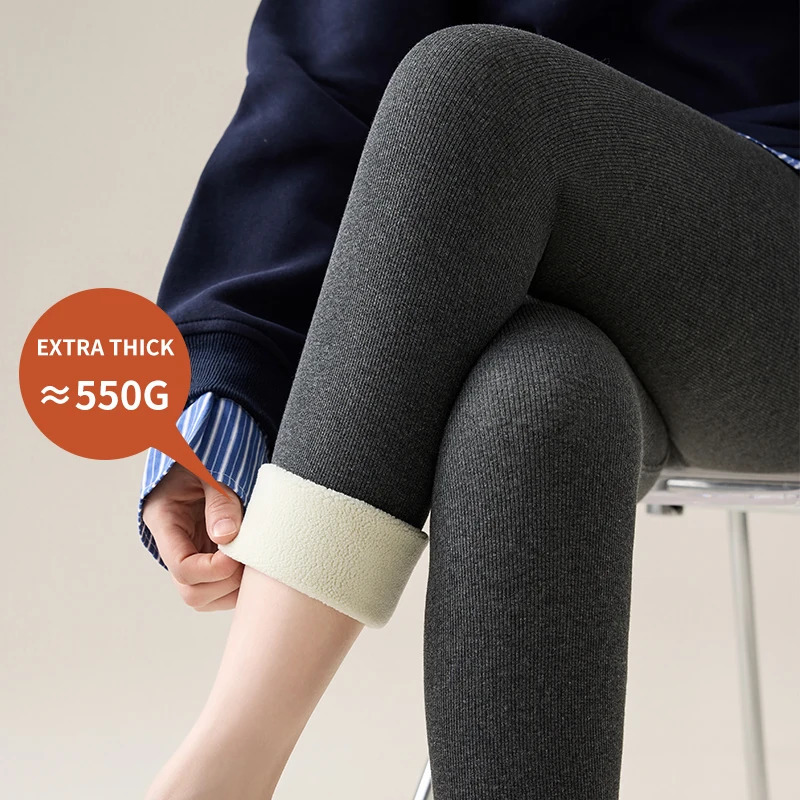 Women's Plus Size Cotton Fleece Lined Leggings 2026 Autumn Winter Sherpa Fleece Extra Thick Thermal Pants Skinny Warm Trousers 260922