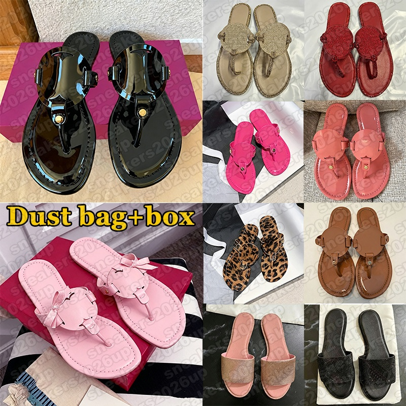 womens designer sandals slippers slides flip flops Black Pink Fuchsia sparkly rhinestone flat slip on mules patent leather women sandalias size eur3