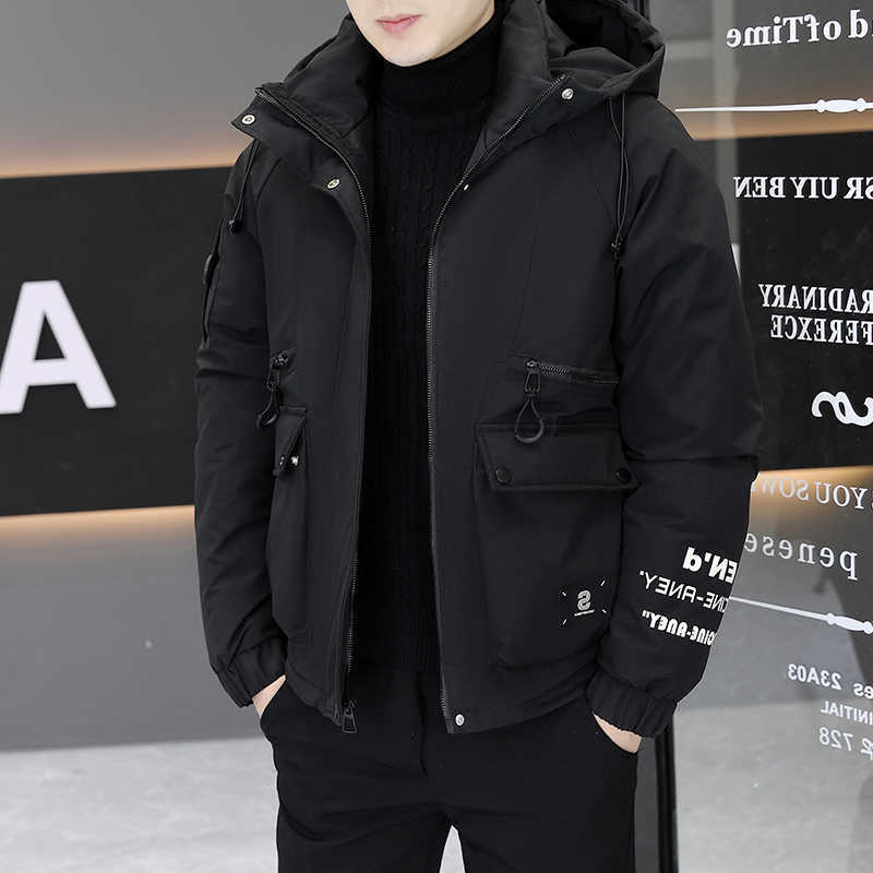 Down Parkas Casual Men's Men's Warm Hooded Cotton-Padded Jackets Winter Youth Streetwear Tops Parkas Outdoor Sports Windproof Thick Coats