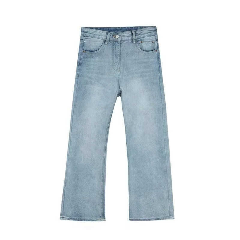 Pantaloni da uomo in denim bootcut a figura intera pantaloni dritti a vita lavata Y2k Strtwear casual 2026 primavera S260922JFEJ