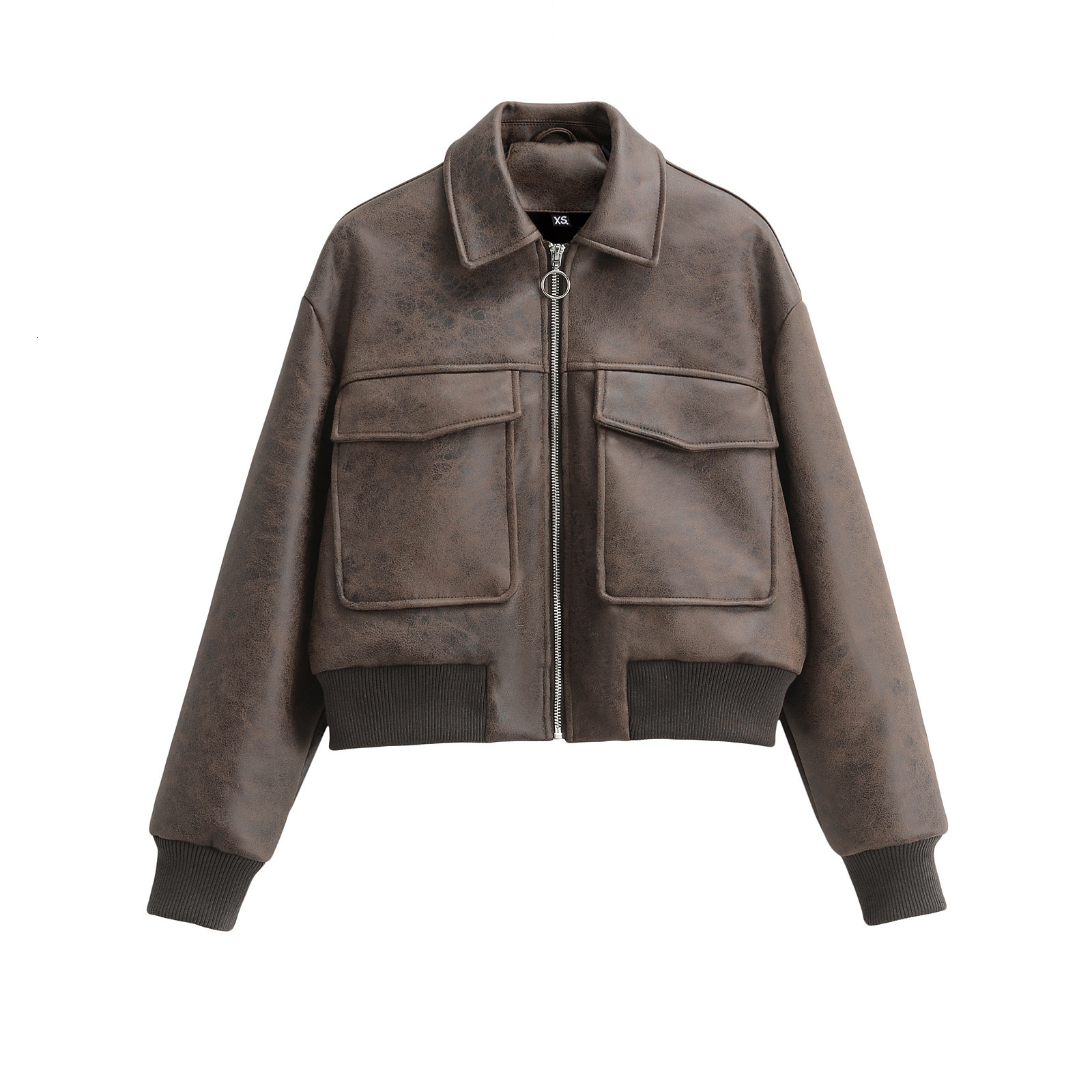 Women Autumn Faux Leather Bomber Jacket European American Fashion Outerwear Wholesale