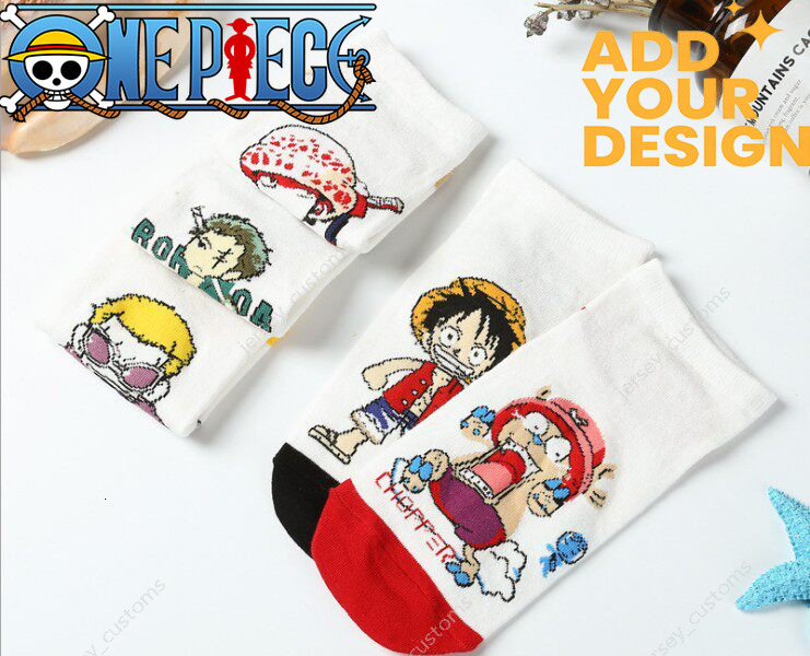 Spring Autumn Cartoon Trendy Couple for Men and Women, Japanese Anime Luffy Chopper One Piece Cotton Short Socks, Ankle Socks