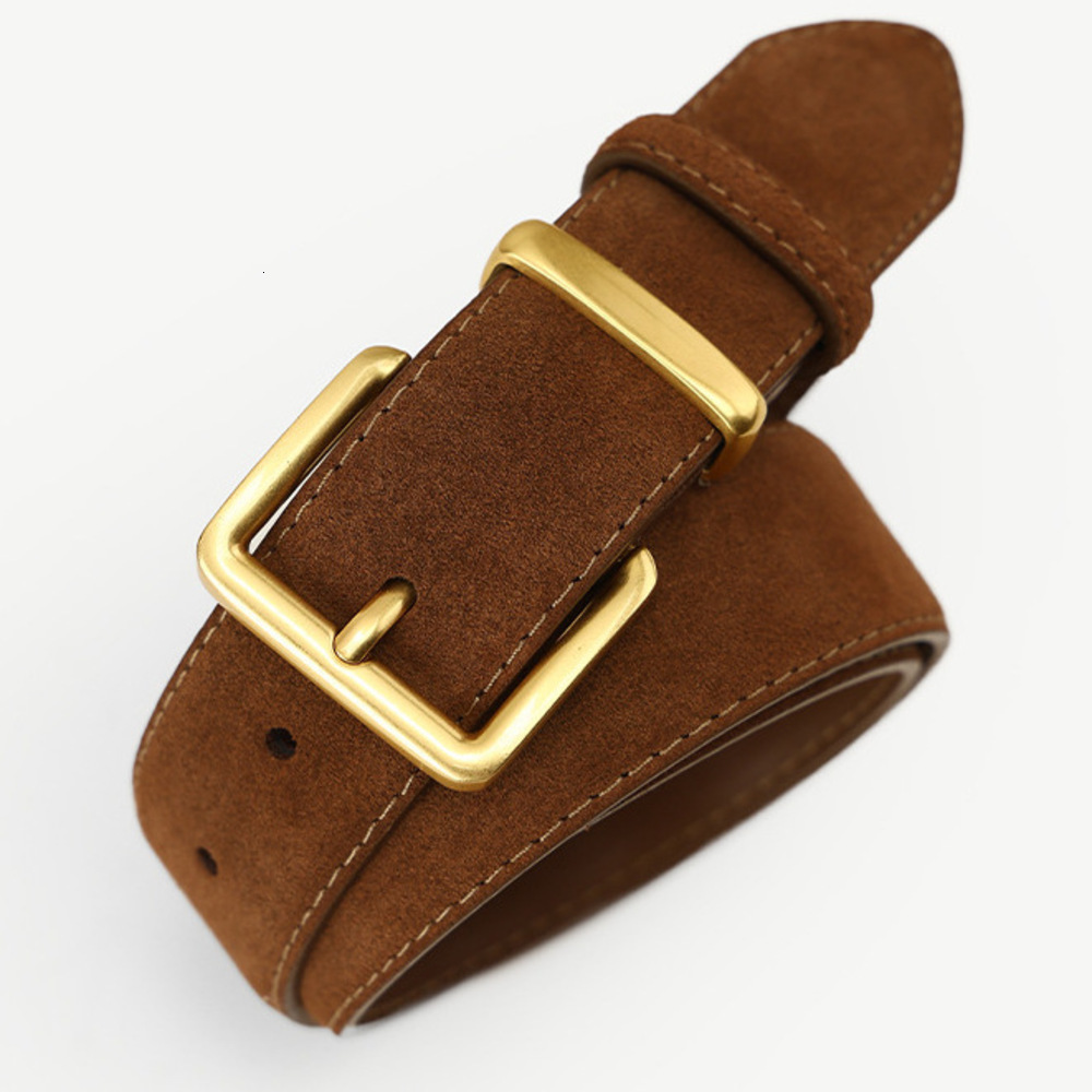 New Women's Suede Genuine Leather Vintage Versatile Jeans High-End Cowhide Fashion Belt For Women Miminail