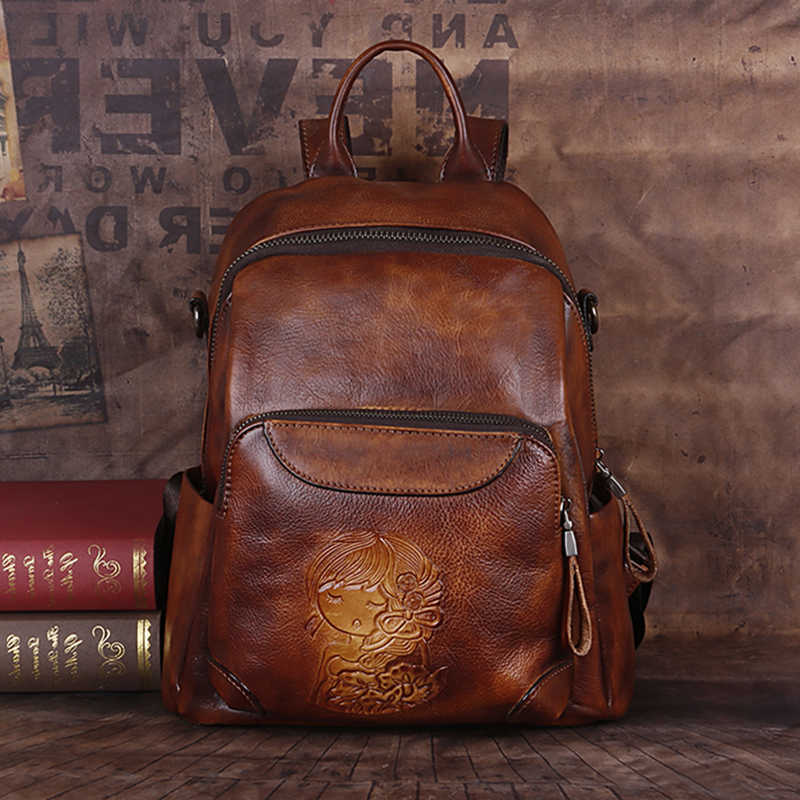 Vintage Backpack Highend Style Nesitu A4 Coffee Brown Grey Red Full Grain Genuine Leather Women Backpack Cowhide Female Travel Bag Lady M312 H260922
