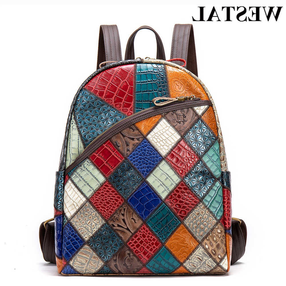 Style WETSAL 2023 Backpack Backpack Female Leather Back packs Bag for Womens Leather Backpacks Women Colorful School Bags for Teenager H260922
