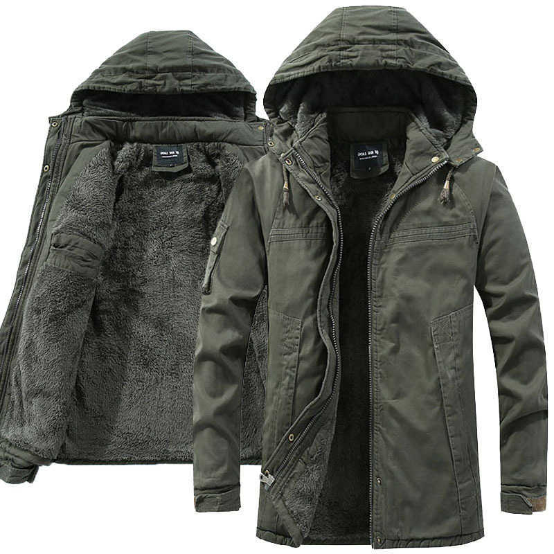 Down Parkas Men Washed Men's Cotton Thick Fleece Casual New parka Winter Warm Varsity Jacket Men Parkas Coat Military Windproof Hooded Jackets