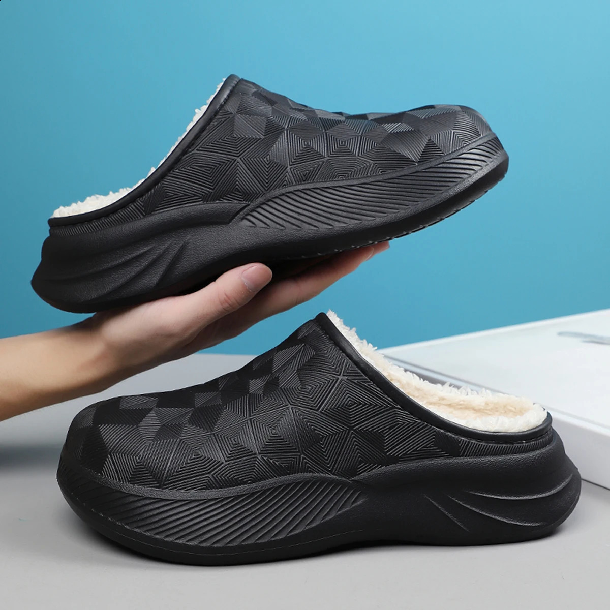 Thick Sole Home Indoor Outside Men And Women Couples waterproof Winter Household Warm Fluffy Slippers Plush Cotton Shoes Ladies 260921