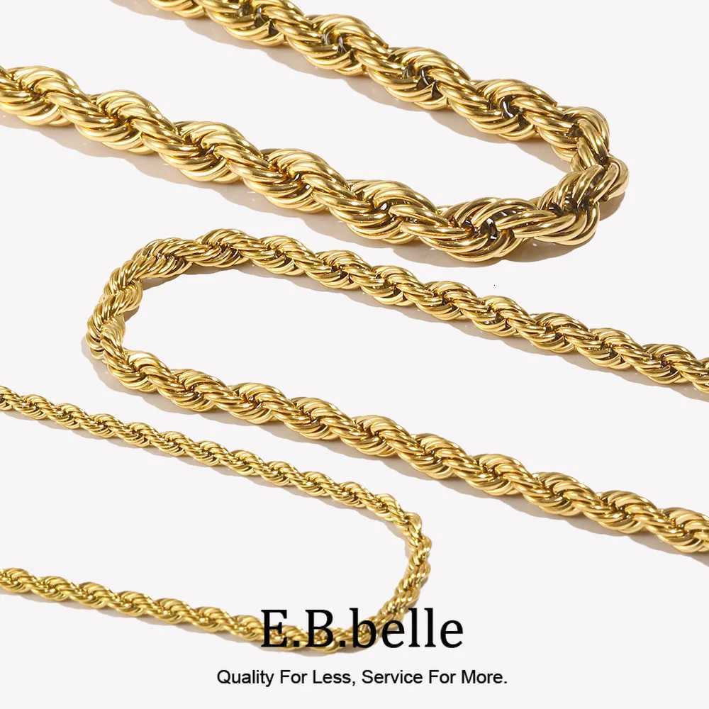 Pendant Necklaces E.B.belle Minimalist Basic Gold Color Twisted Rope Chain Choker Necklaces For Women Stainless Steel Jewelry Gold Necklace X260921